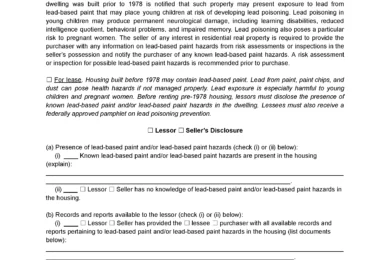Lead Based Paint Disclosure Form