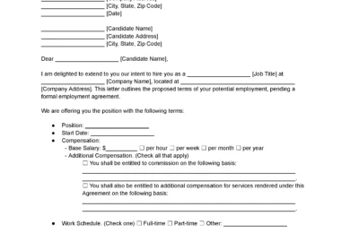 Letter of Intent to Hire