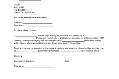 Letter of Intent to Marry (Beneficiary) Template
