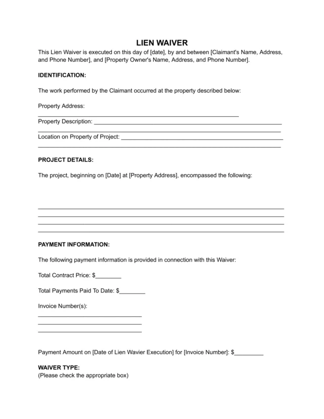 lien waiver form