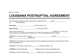 Louisiana Postnuptial Agreement Template