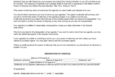 Maine Durable Power of Attorney Form