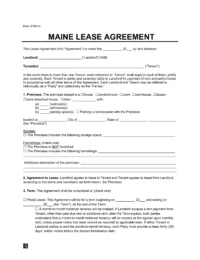 Maine Lease Agreement Template