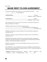 Maine Lease-to-Own Option-to-Purchase Agreement