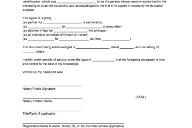 Maine Notary Acknowledgment Form
