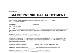 Maine Prenuptial Agreement Template