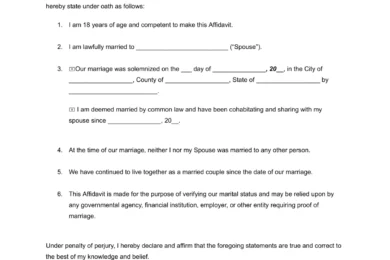 Marriage Affidavit