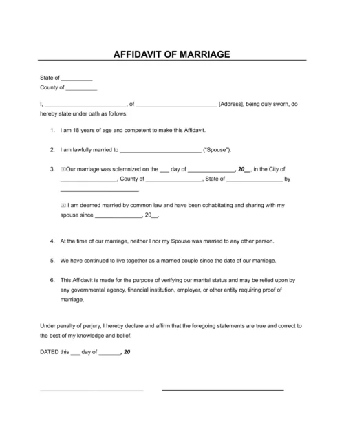 Marriage Affidavit