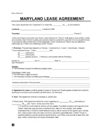 Maryland Lease Agreement Template