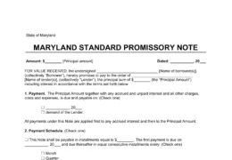 Maryland Standard Promissory Note Template