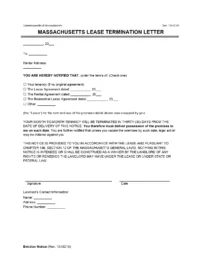 Massachusetts 30-Day Notice to Quit Lease Termination