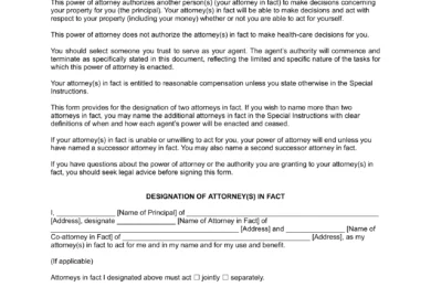Massachusetts Limited Power of Attorney Template