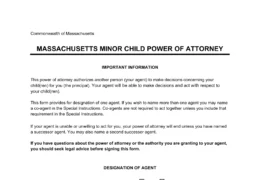 Massachusetts Minor Child Power of Attorney