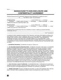 Massachusetts Non-Disclosure and Confidentiality Agreement Template