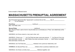 Massachusetts Prenuptial Agreement Template