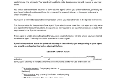 Massachusetts Real Estate Power of Attorney Form