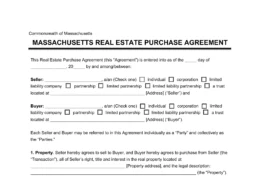 Massachusetts Real Estate Purchase Agreement Form