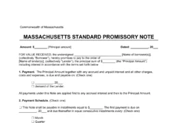 Massachusetts Standard Promissory Note Template