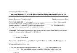 Massachusetts Standard Unsecured Promissory Note Template