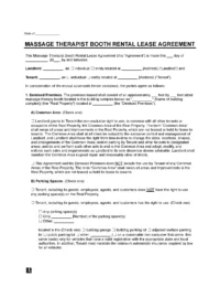 Massage Therapist Booth Rental Agreement Template