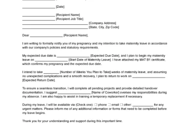 Maternity Letter of Intent Template