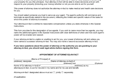 Michigan Limited Power of Attorney Template