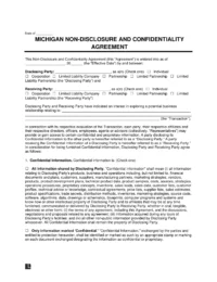 Michigan Non-Disclosure and Confidentiality Agreement Template