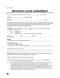 Michigan Residential Lease Agreement
