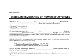 Michigan Revocation of Power of Attorney Form