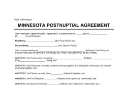 Minnesota Postnuptial Agreement Template