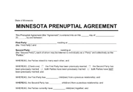 Minnesota Prenuptial Agreement Template