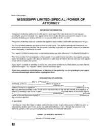 Mississippi Limited Power of Attorney Form