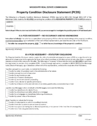 Mississippi Property Condition Disclosure Statement