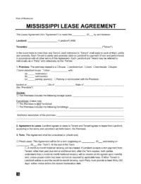 Mississippi Residential Lease Agreement