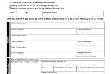 Missouri Motor Vehicle Power of Attorney Form 4054