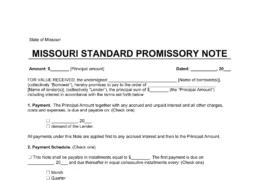 Missouri Standard Promissory Note Template