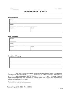 Montana bill of sale form