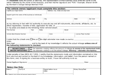 Montana Motor Vehicle Power of Attorney (Form MV65)