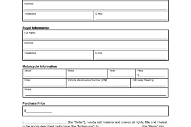 montana motorcycle bill of sale