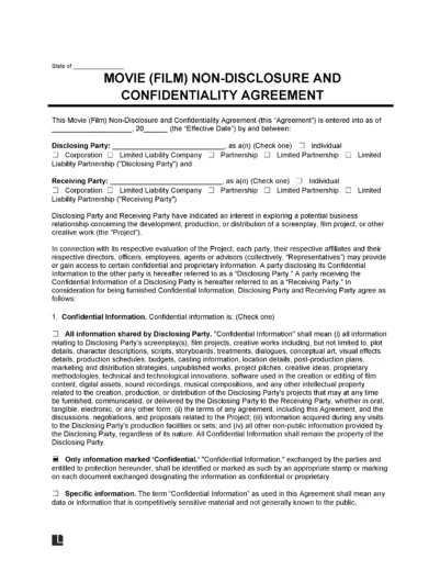 Movie Film Non-Disclosure Agreement Template