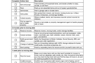 Moving Checklist Template