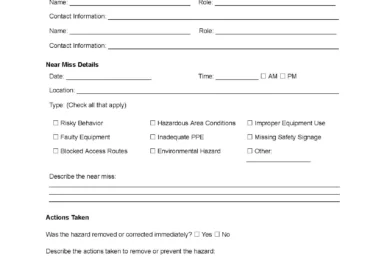 Near Miss Incident Report Form