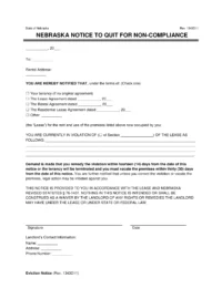 Nebraska Notice to Quit for Non-Compliance