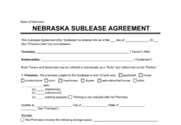 Nebraska Sublease Agreement Template