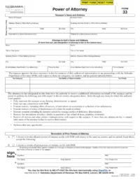 Nebraska tax power of attorney (Form 33)