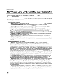 Nevada LLC Operating Agreement Template