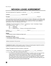 Nevada Lease Agreement Template