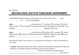 Nevada Residential Purchase Agreement Template