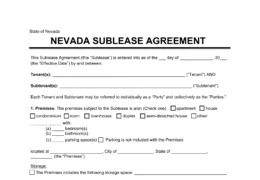 Nevada Sublease Agreement Template