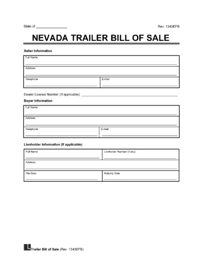 Nevada Trailer Bill of Sale screenshot
